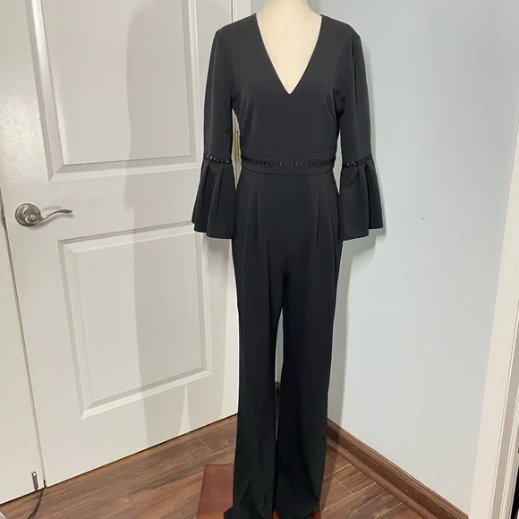 Eliza J Bell Sleeve Wide Leg Jumpsuit, Black size 6 - Picture 5 of 10